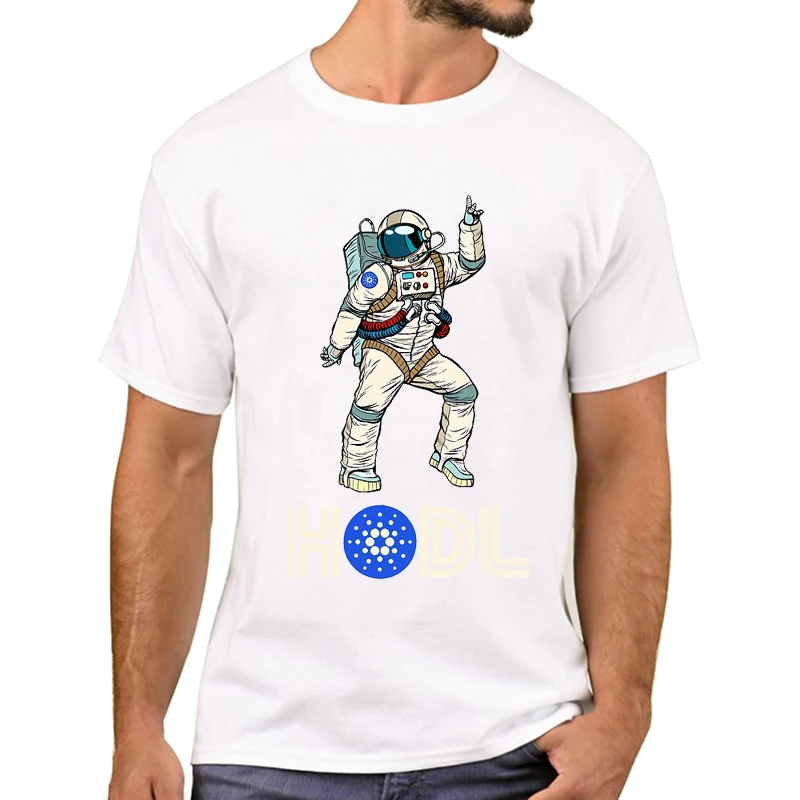 2025 TEEHUB Cardano Hodl Space Men T-Shirt Short Sleeve Tshirts Cardano Disco Astronaut Hodling ADA Printed T Shirts Funny Tee