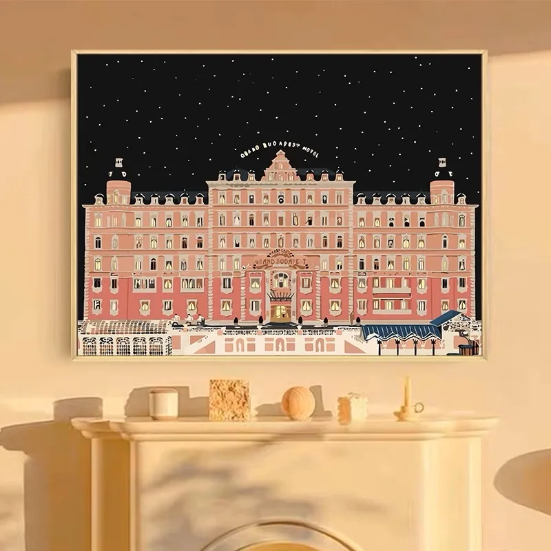 

Алмазная мозаика «Будапештский гранд-отель»: современный простой стиль, ручная работа, для гостиной, с изображением зданий и терапевтического пейзажа, DIY, алмазная вышивка.