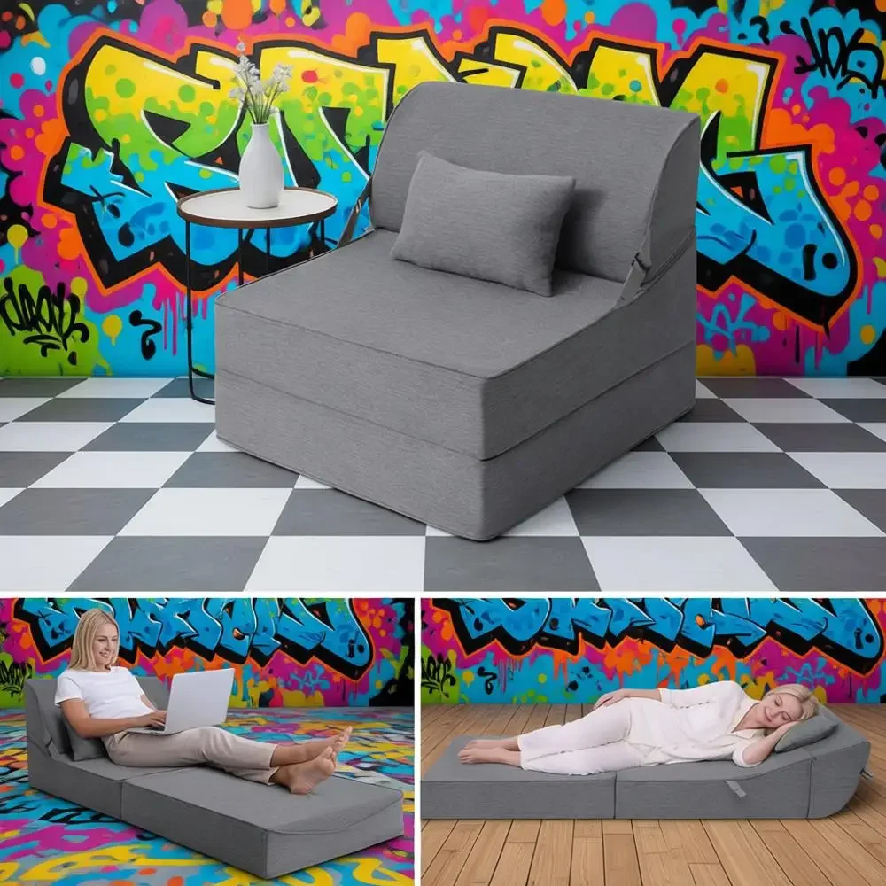 

Convertible Sofa Bed Chair for Small Spaces, Dorms, and Living Rooms - Grey