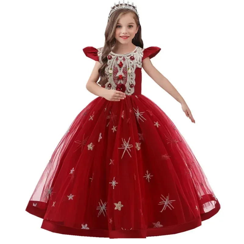137  Fashion Princess Girl Dress Wedding Birthday Party Frocks Flower Girl Dresses Lace Kids Girls Party Dresses 3-12Y
