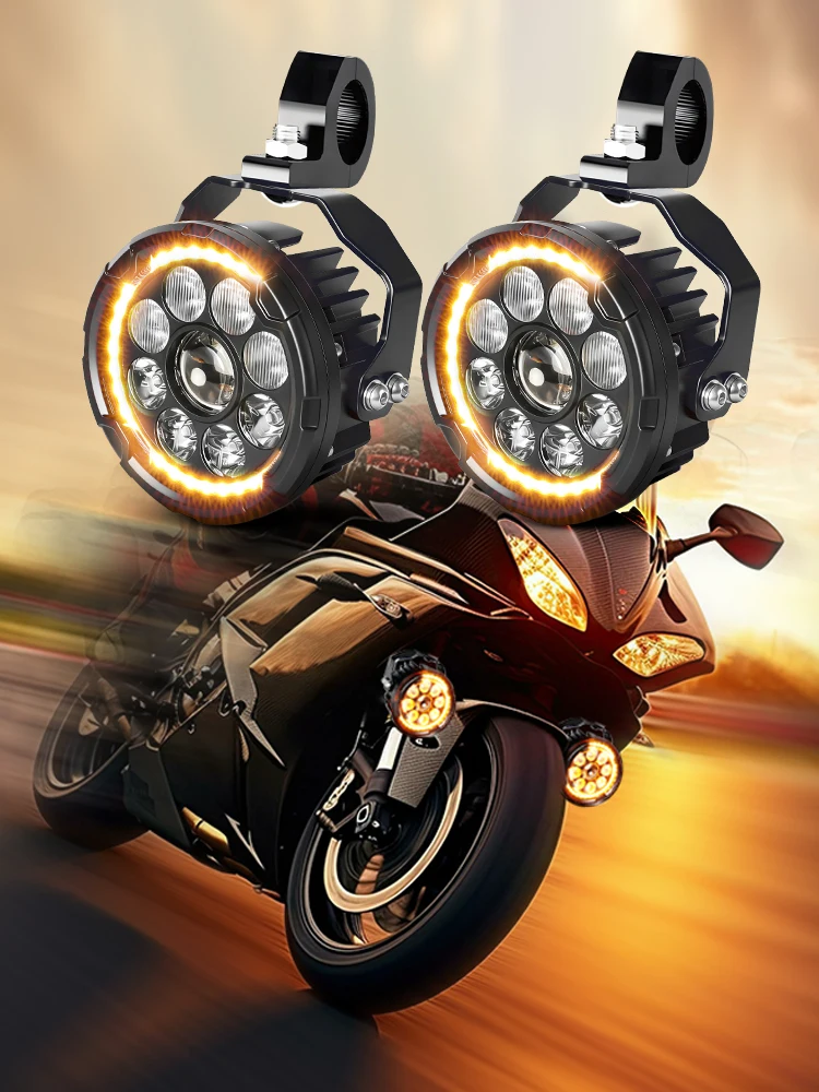 CO LIGHT 5-Zoll Zusatz-Motorradlicht mit Fern- und Abblendlicht sowie Tagfahrlicht für BMW R1200GS F800GS F700GS F650 K1600, Offroad-Nutzung, Dimmschalter, Nebelscheinwerfer