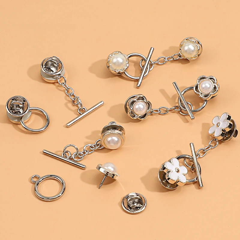 سترة مشبك انفصال زهرة مكافحة الضوء بروش كريستال زر المشابك Ot مشبك إغلاق العنق ديكور بروش مجوهرات هدية