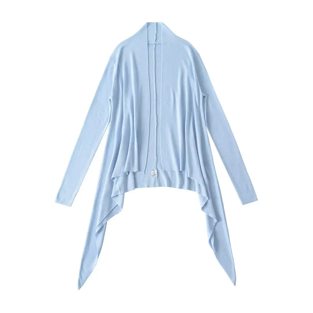 

High Quality Asymmetrical Hem Knitted Sweater Women's Long Sleeve Lazy Style Slimming Outerwear Cardigan For Autumn Season