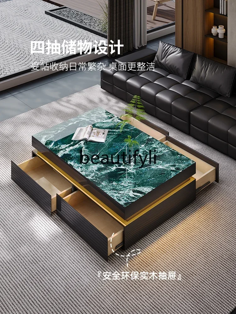 

DD45 Coffee Table Living Room Light Luxury High-end Italian Minimalist Villa High-end Luxury Stone Coffee Table