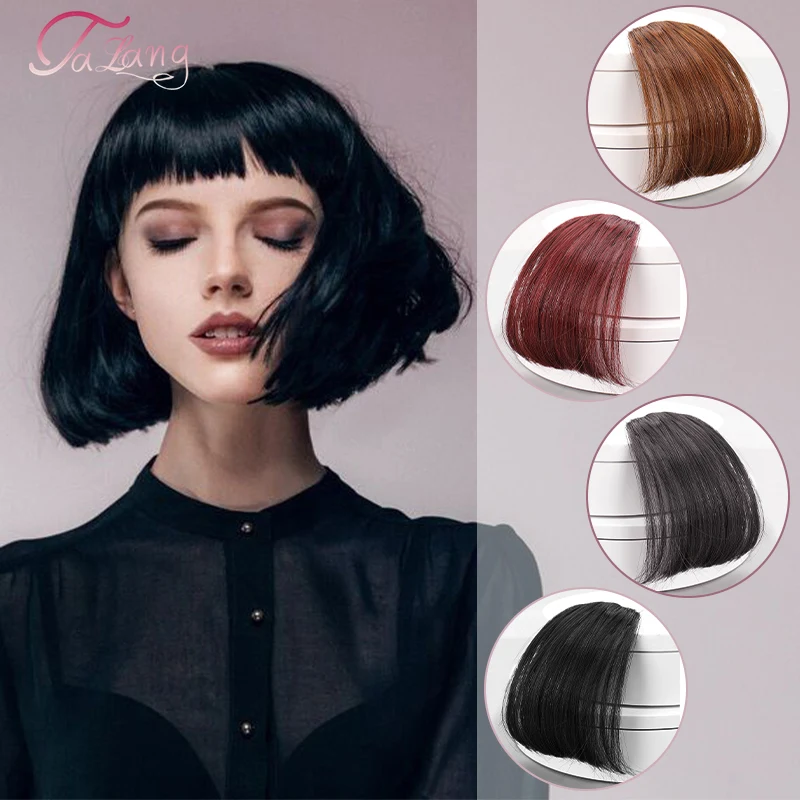 LATANG Synthetic Air Bangs, Girls Natural Bangs Hair Piece Black Brown Clip Hair Extension Wig Black Brown Blonde Jewelry Adult