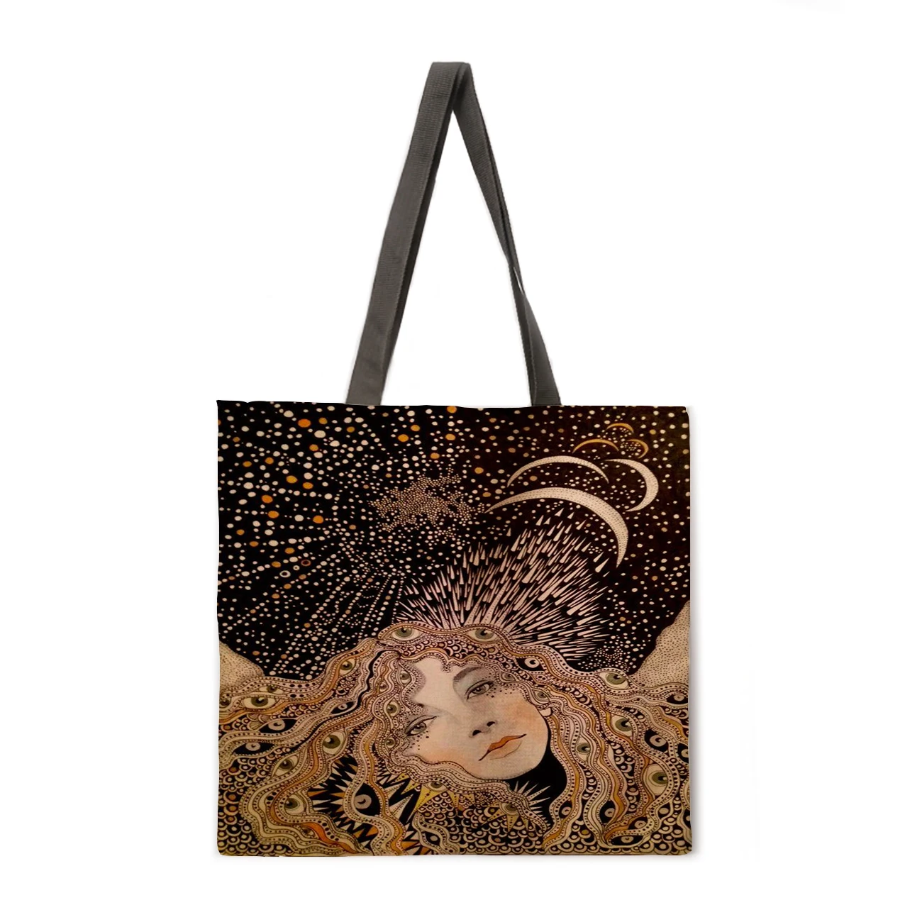 

Beautiful Girl Linen Bag Handbag Lightweight Shoulder Bag Large Capacity Eco-friendly Shopping Bag Handbag Tote Bag