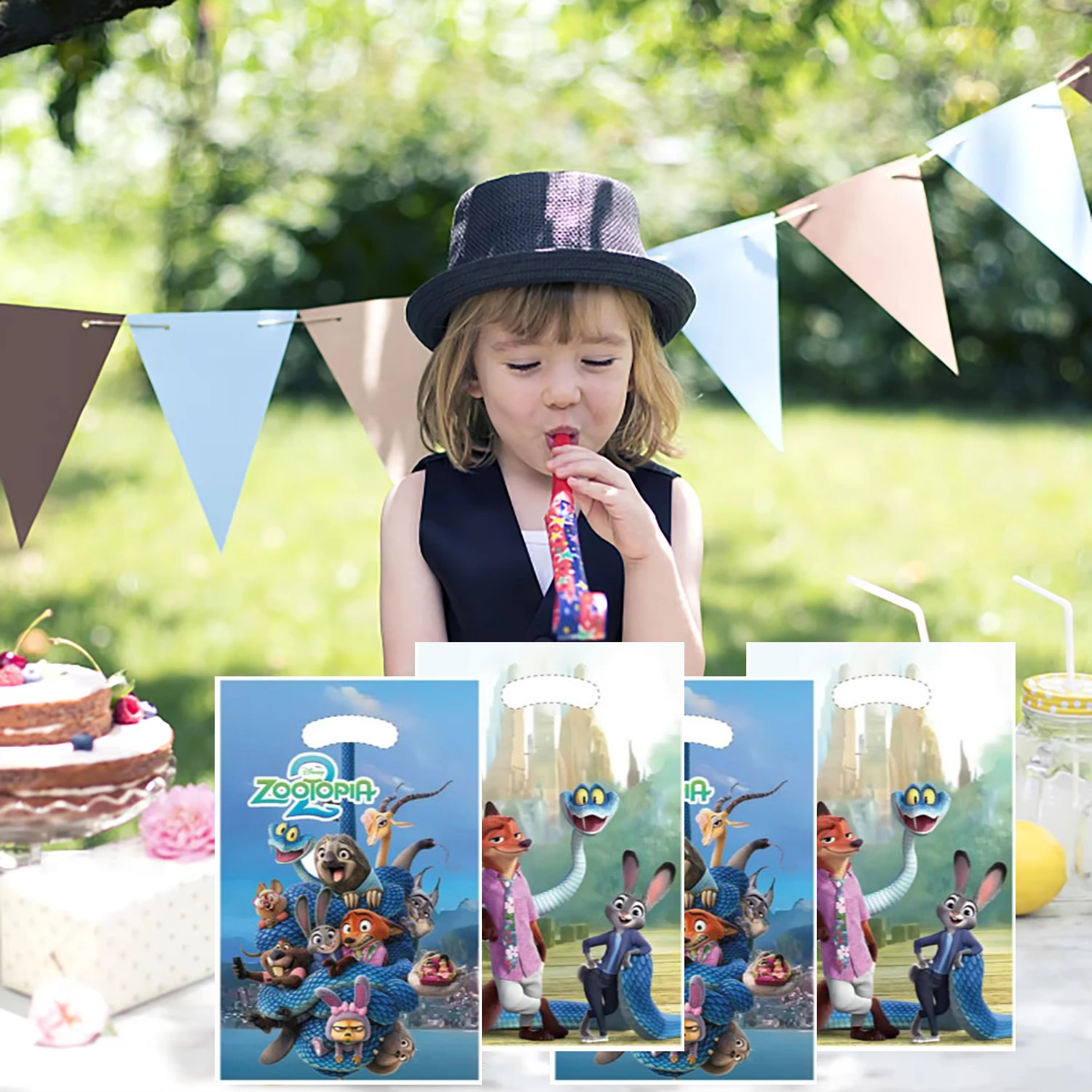 10/20/30 Uds. Bolsas de regalo de Anime Zootopia, bolsa de goody de conejo, bolsa de plástico para dulces, suministros de recuerdo de fiesta para niños de Navidad, Baby Shower