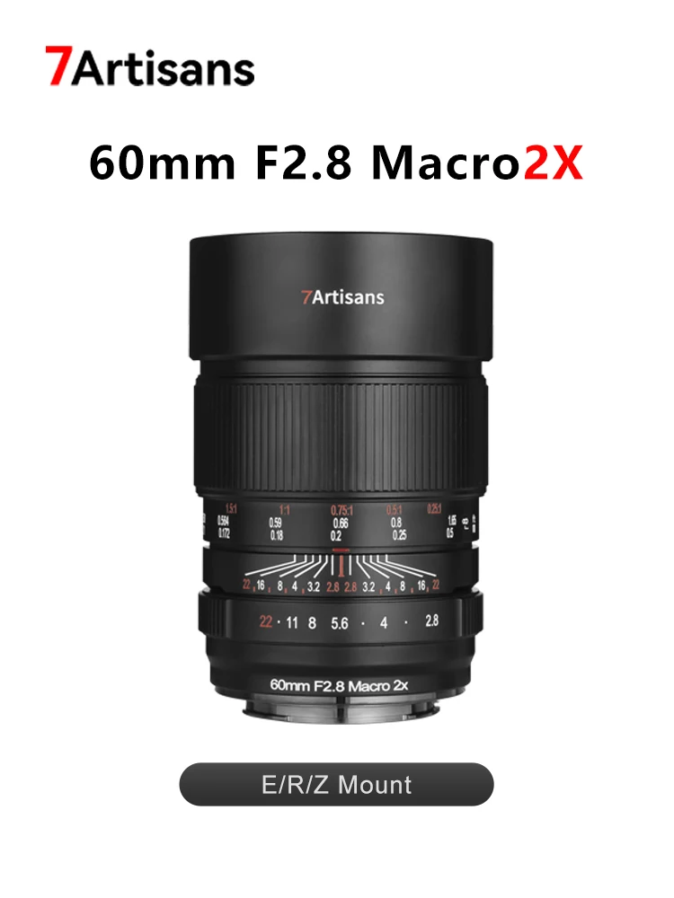 

7artisans 60 мм F2.8 Macro 2X полнокадровый объектив с большой диафрагмой и ручной фокусировкой Prime Macro для Sony E Alpha 7 IV Nikon Z5 II Cannon RF