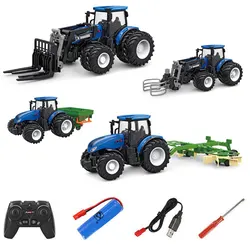 1:16 RC Car Remote Control Farm Tractors Agricultural Trailer LED 27MHZ Radio RC Farmer Alloy Trucks Electronic Toy Boys Gift