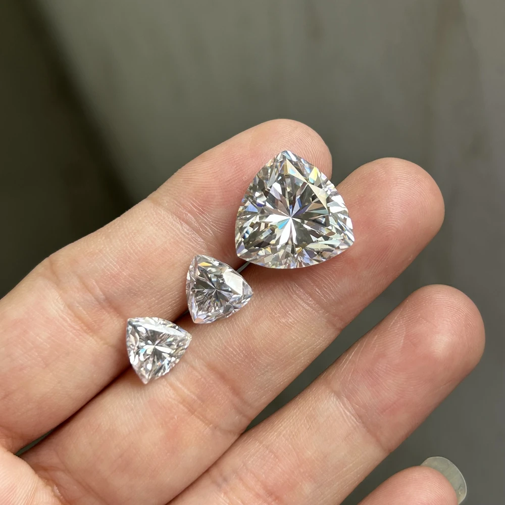 Moissanite pedra solta triângulo gordo cor branca pedra preciosa laboratório criado diamante jóias fazendo materiais com certificado gra