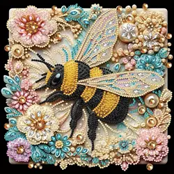 GATYZTORY 5D Mosaic Special Shape Diamond Painting Round Bee Diamond Beads Embroidery Animal Decoration For Home 30x30cm