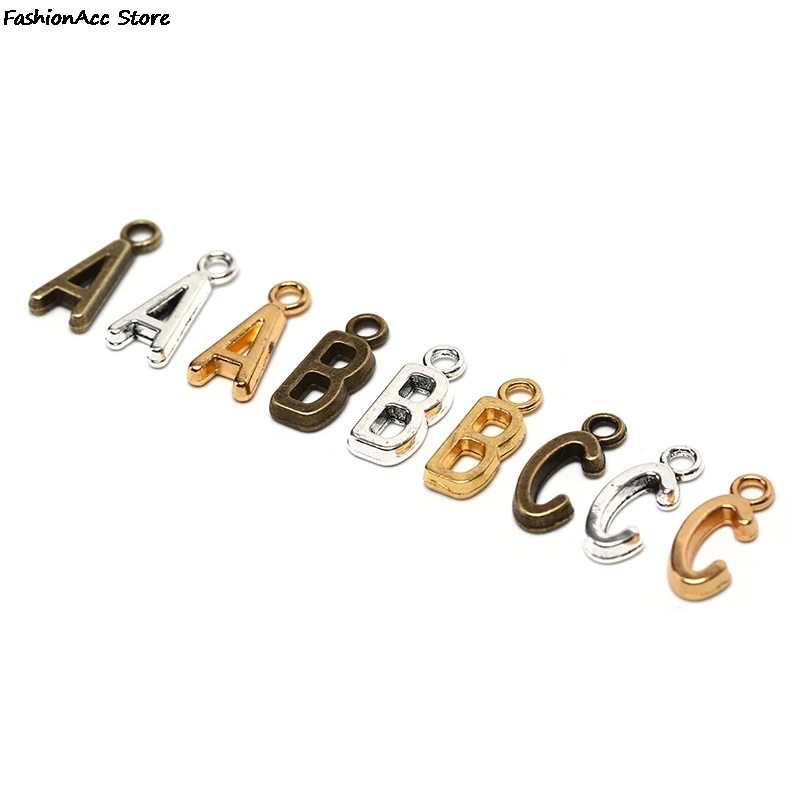 NEW 26Pcs Alphabet A-Z Charms Pendents Letters DIY Jewelry Findings Gold Bronze Silver Color For Jewelry Making