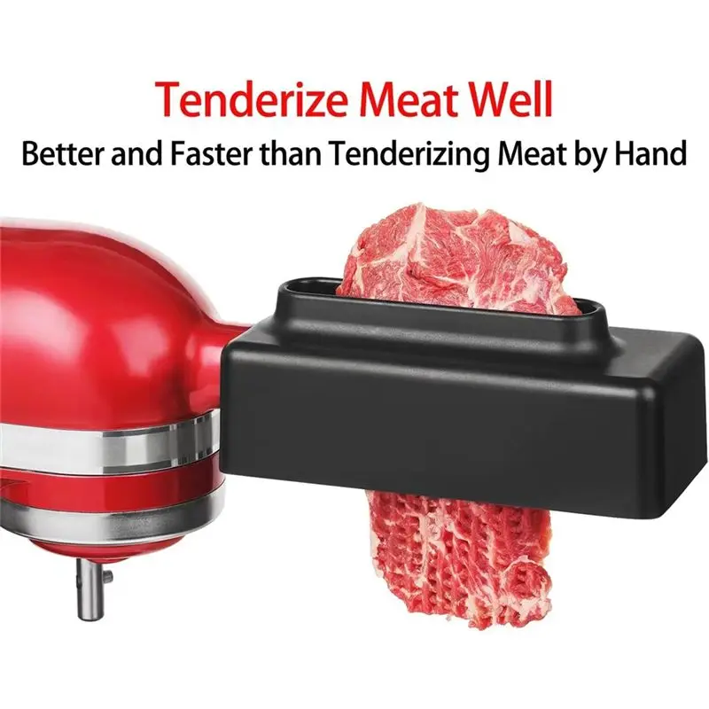 ABUN Meat Tenderizer Attachment for KitchenAid Stand Mixer, Stainless Steel Gears Electric Meat Cuber, Black Poultry Tenderizer