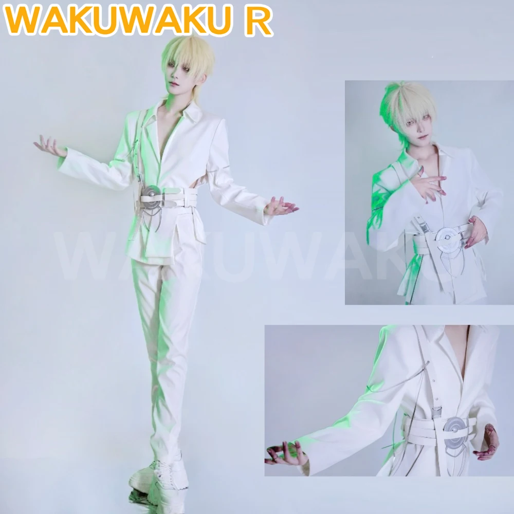 أزياء لوكا التأثيرية أنيمي الغريبة المرحلة التأثيرية 【XS-2XL】WakuWaku-R الرجال الأبيض الجولة 7 وميض ذهب موحدة لوكا تأثيري حجم كبير #1