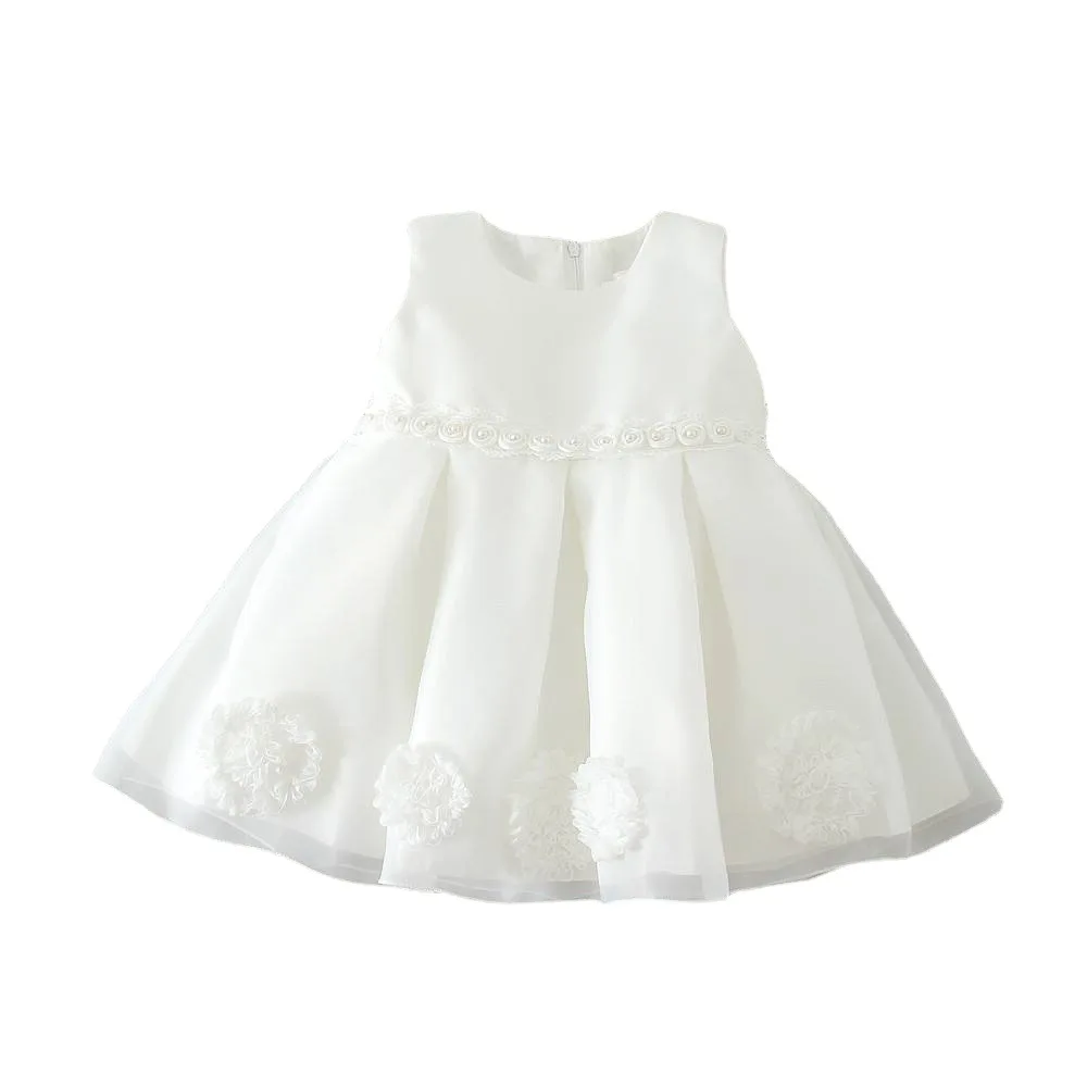 

Children Clothing Newborn Girls Princess Birthday Party White Baby Dresses Fancy Frock Tutu Dress