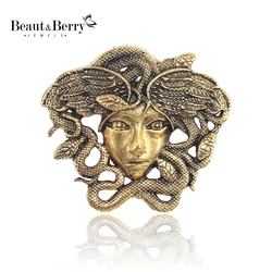 Beaut&Berry Lady Brooch Gold And Silver 2 Color Medusa Brooch Accessories Gift Pin Ornaments Office Gift