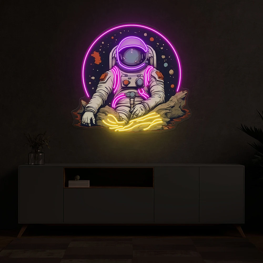 

Astronaut Neon Sign Led Pop Art Spaceman Light for Bedroom Gaming Room Decor Custom Neon Sign Cosmic Vibes Decor Night Lights