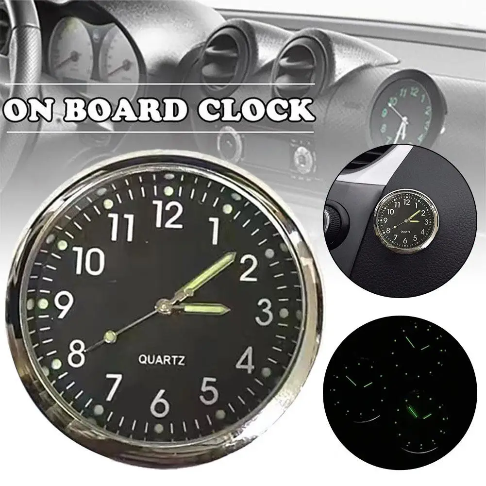 Car Clock Luminous Mini Electronic Quartz Watch Clock Internal Digital Clock Stick-On 40mm Ornament Automobiles Dashboard I P0M7