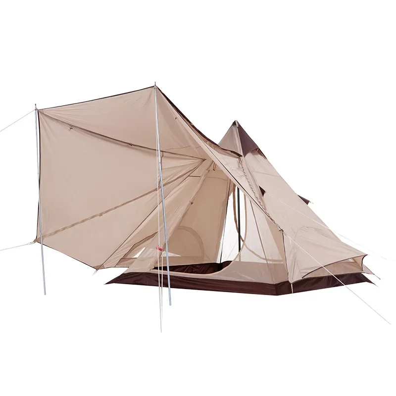 

Двухслойная остроконечная палатка на открытом воздухе, 3-4 человека, ветрозащитная и непромокаемая палатка в форме пирамиды для туризма, кемпинга, пикника