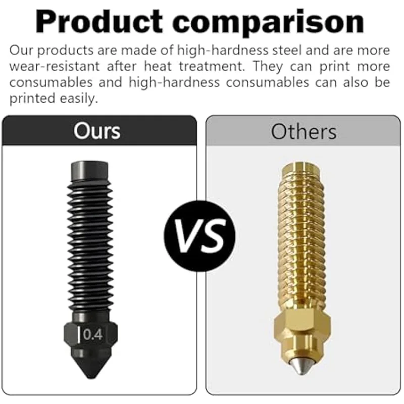 Conjunto de bico de aço endurecido de alta velocidade 0.2 + 0.4 + 0.6 + 0.8mm 6 peças para centauri carbono e acessórios de impressora 3d elegoo carbono