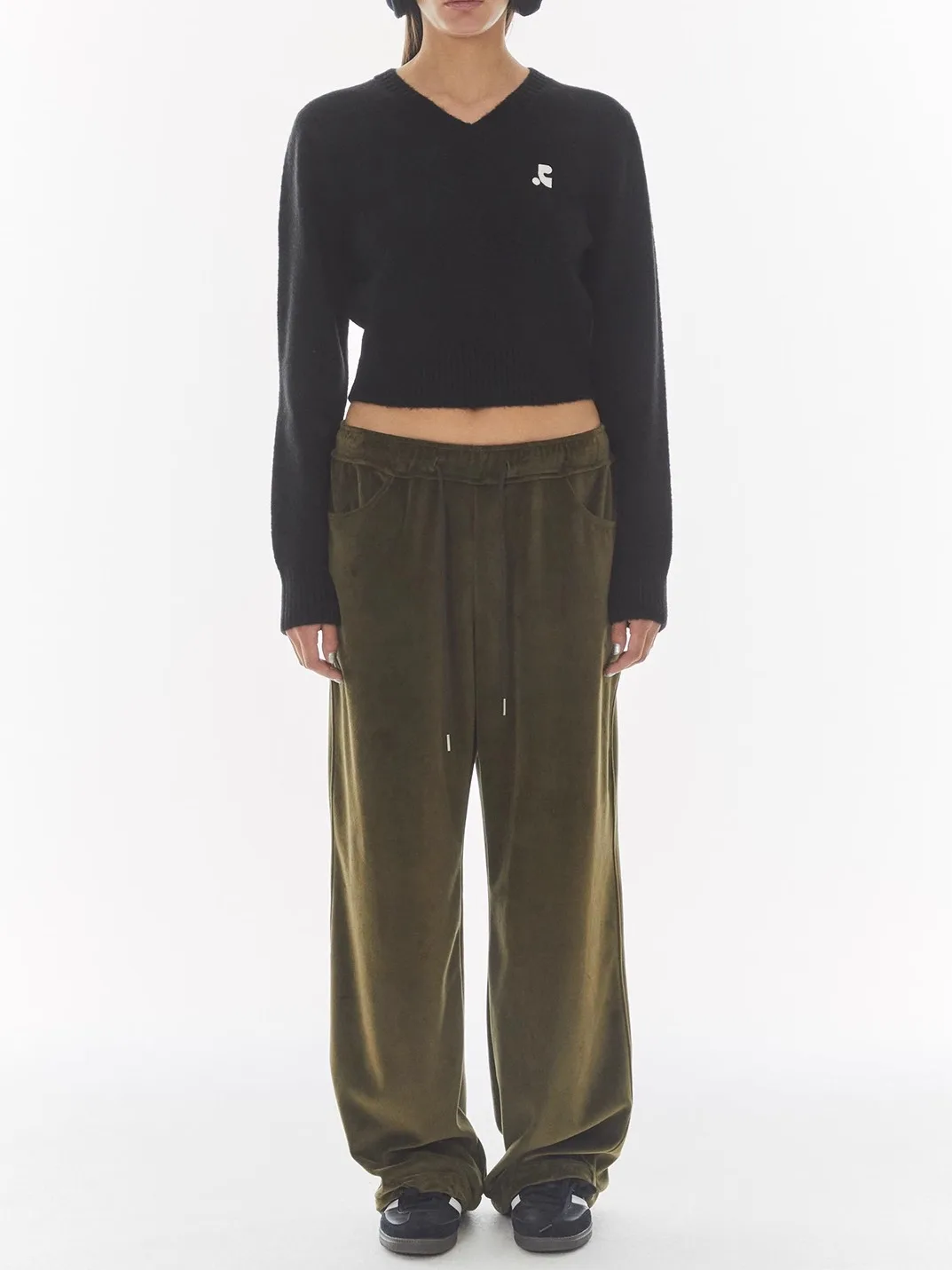 Suéter de punto ort v-ne de cintura alta para mujer, Top Street Sle Slim Fit largo Sve, ropa informal de otoño Faion