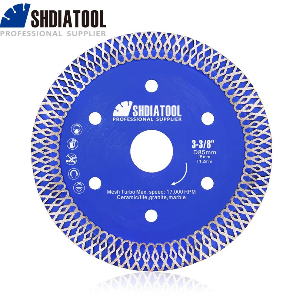 

SHDIATOOL 1Pc Diamond Super Thin Saw Blade 85mm X Mesh Turbo Cutting Disc Porcelain Tile Stone Ceramic Circular Sawing Cutter