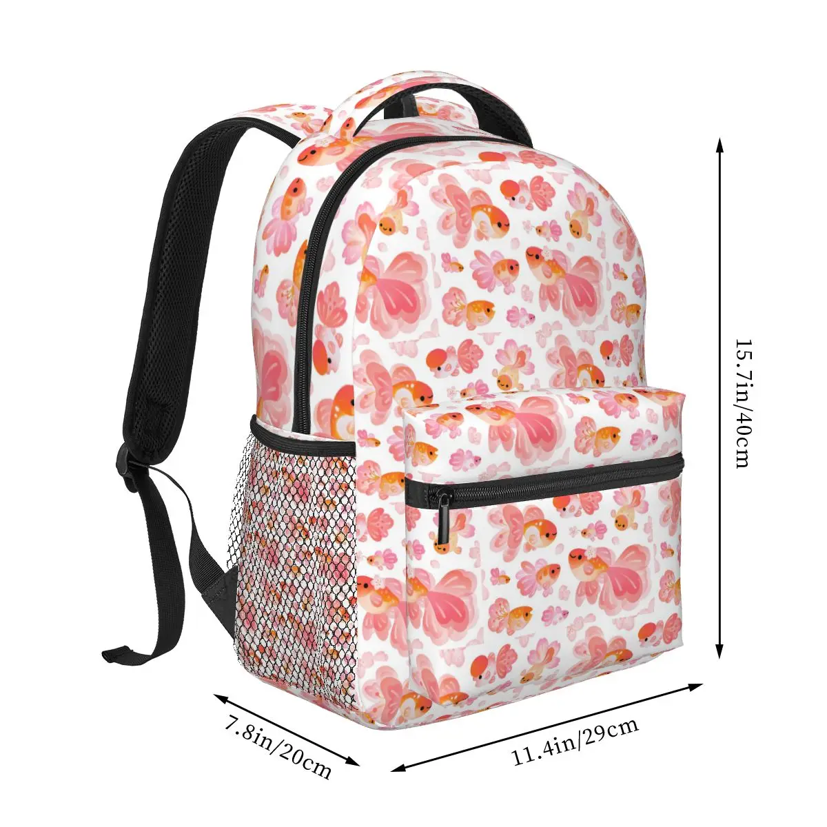 Cherry Blossom Goldfish Backpacks Boys Girls Bookbag Children School Bags Cartoon Kids Rucksack Shoulder Bag Large Capacity