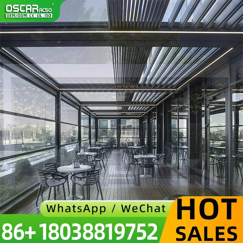 Opening Louver Retractable Roof Canopy Patio Rainproof Movable Aluminum Pergola 4x6 Customized Bioclimate Function Features Inno