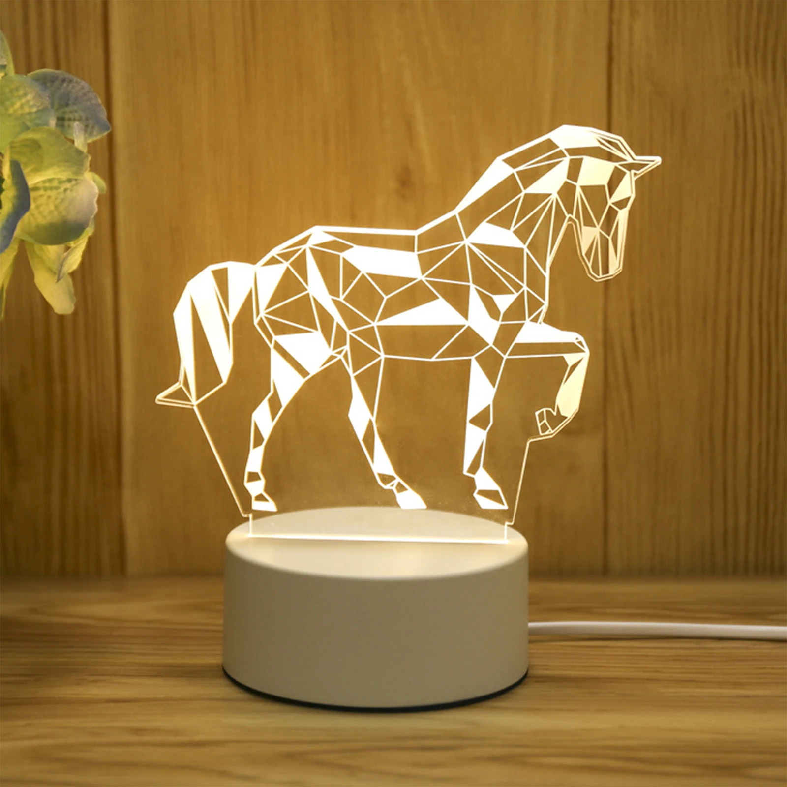 

Desk Animal Shape USB 3D Night Animal Shape 3D Bedside Light Light Powered Bedroom Decor Visual Lamp Warm Glow
