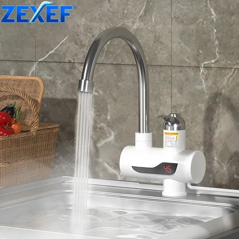 

ZEXEF электрический кран для горячей и холодной воды, бытовая техника, 360 градусов, мгновенное быстрое вращение, смеситель для кухонной мойки, аксессуары для домашней кухни
