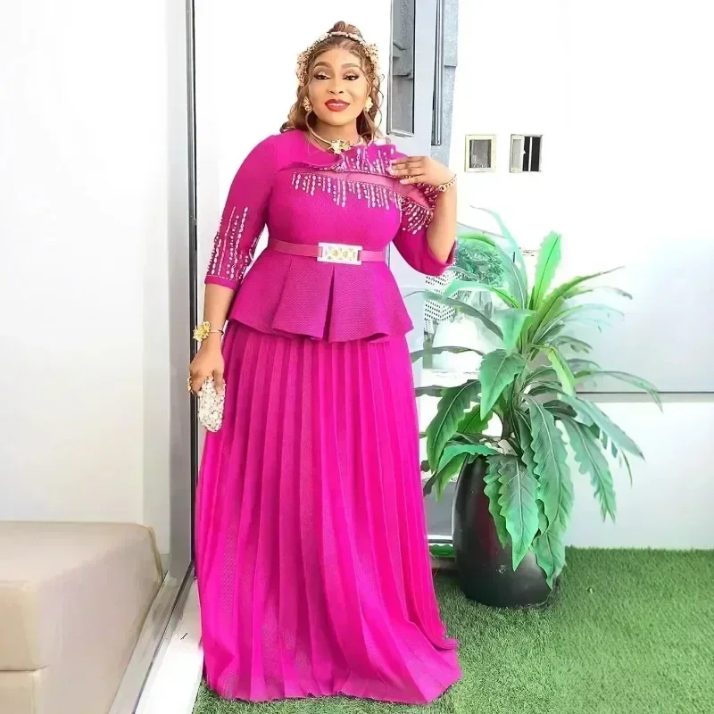 

2025 Africa Clothing Plus Size Elegant African Dresses for Women Christmas Wedding Party Long Dress Dashiki Ankara Outfits Robe