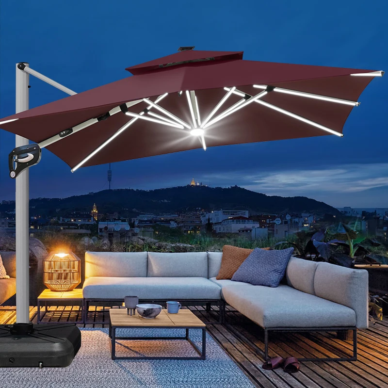 

Консольный квадратный сверхмощный зонт для патио с низким минимальным уровнем заказа, подвижный зонтик для сада