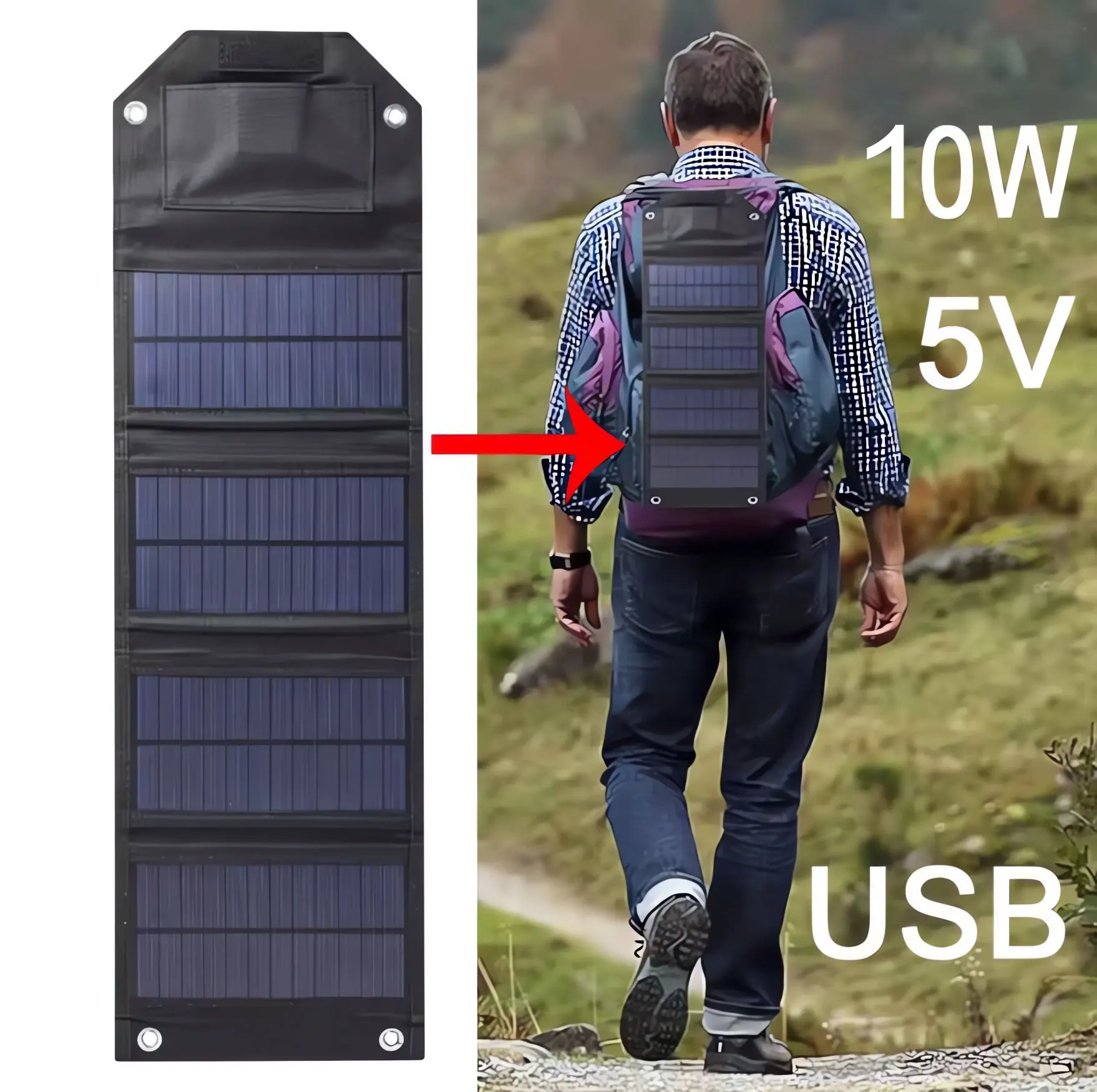 4 Fold MAX 10W Foldable Solar Panel Portable Solar Panels Fast Charger USB 5V DC Full Time Solar Panel Mobile Power Supply