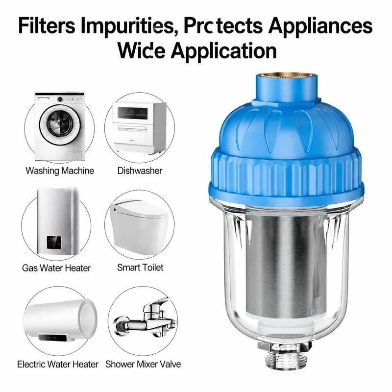Household Detachable Washable Pre‑Filter Stainless‑Steel Mesh Water‑Heater Universal Plumbing Accessory No‑Cartridge‑Change