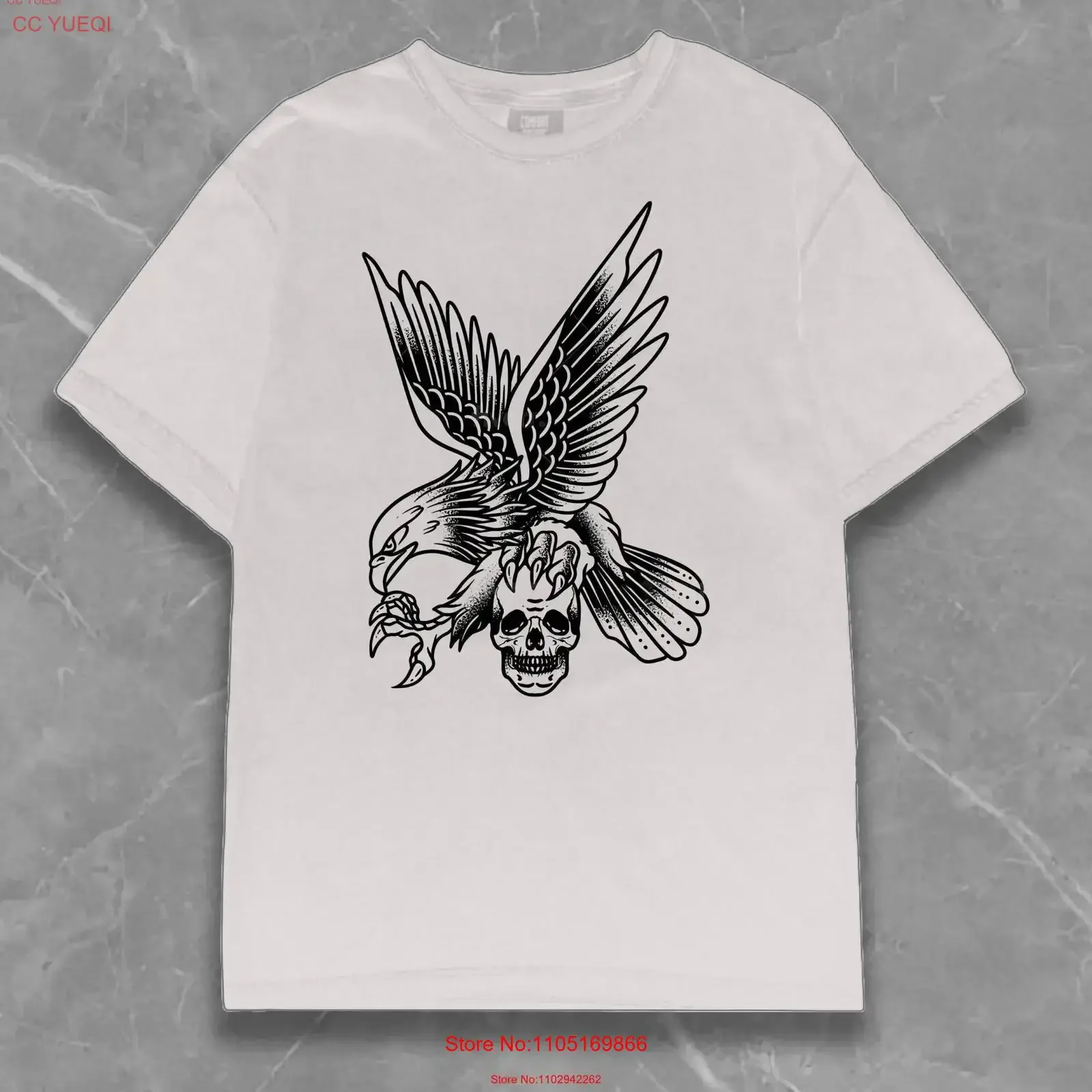 Eagle Skull T Shirt Y2K Streetwear Fashion 100 Cotton Retro Opium Unique Art Style Vintage Grunge vintage Washed Versatile