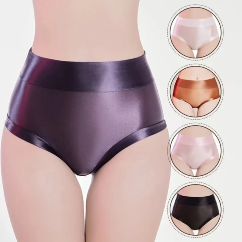 Ladies' Ice-cold Breathable Briefs Silky Skin-friendly High-stretch Buttocks High Waist And Close-fitting Underwear