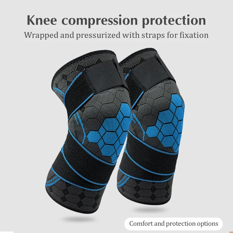 Sport Druk Riem Anti Slip Knie Beschermer Honingraat Jacquard Gebreide Nylon Knie Beschermer