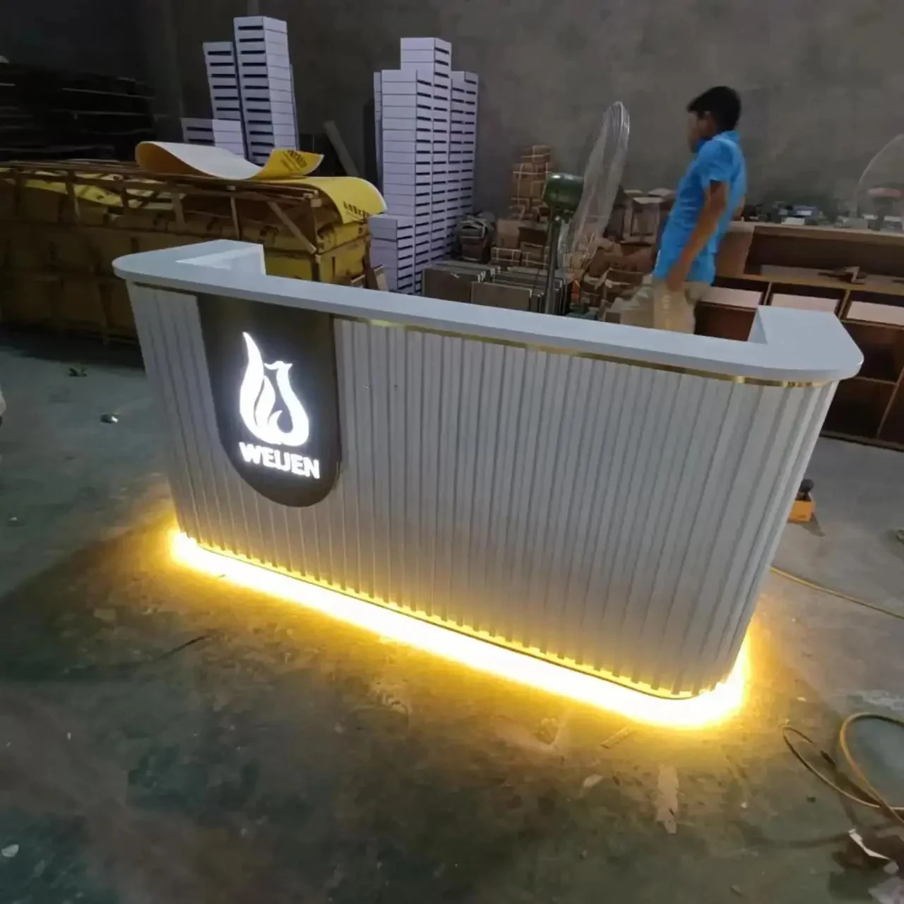 

Luminous reception desk company desk simple modern beauty hotel cashier
