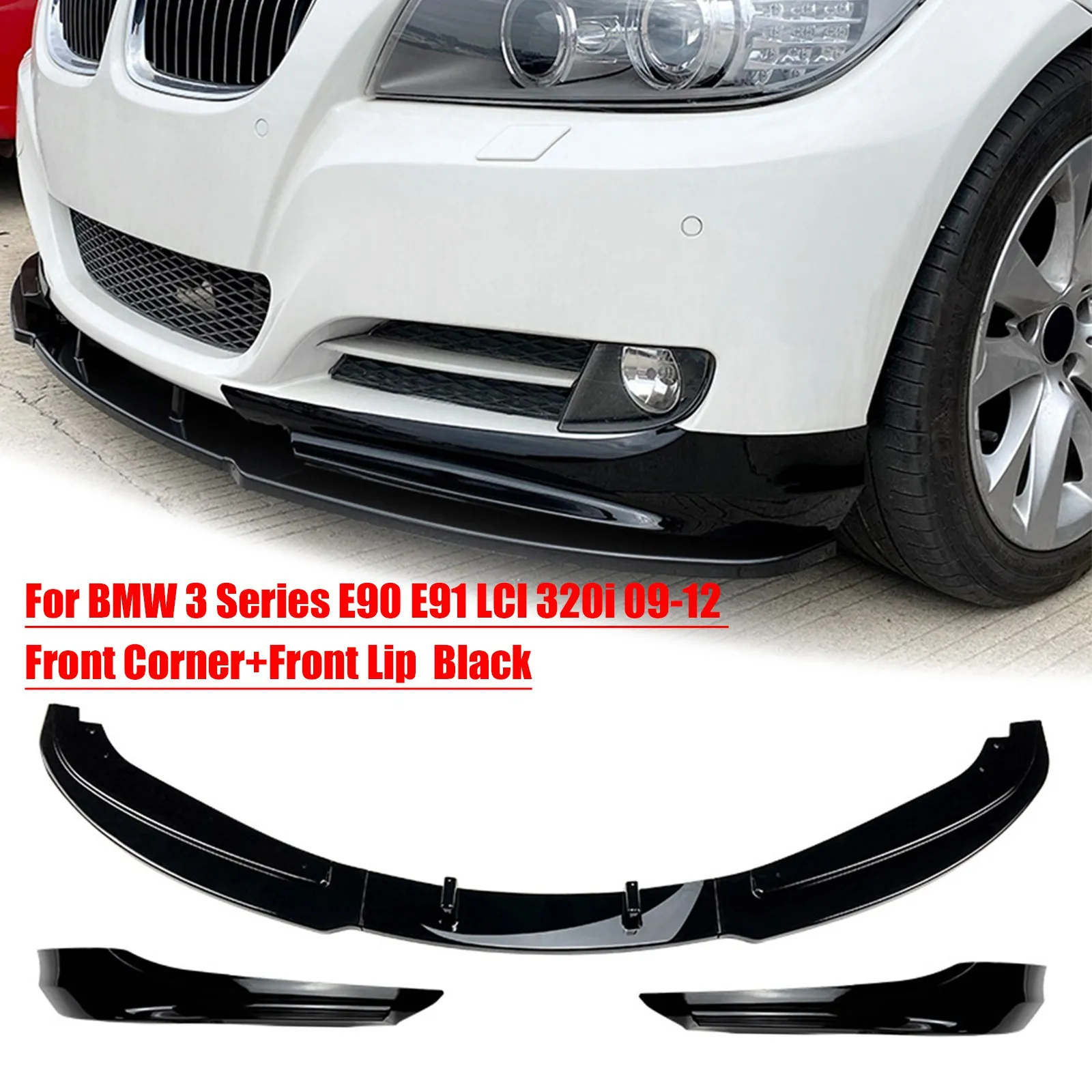 

Car Front Bumper Lip Body Kit Auto Spoiler Splitter Bumper Canard Lip Splitter For BMW 3-series E90 E91 LCI 320i 330i 2009-2012