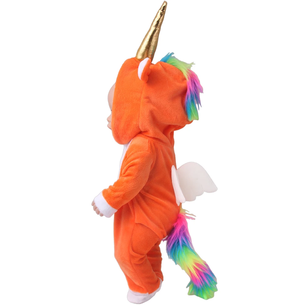 43-45 cm babypop schattige eenhoorn onesie kledingset voor Amerikaans ons en generatie 18 inch meisjespoppen pak cadeau