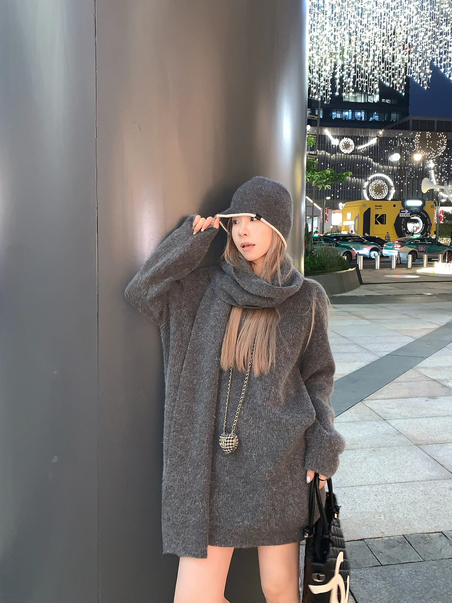 

Lin Chu ey Длинный сверкающий вязаный свитер женский зимний свободный ленивый высококачественный теплый зимний топ с закрытием ягодиц Thiened