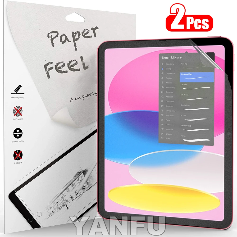 2Pcs Paper Feel Like Screen Protector for iPad 11th Generation 10th 9th 8th 7th 6th 5th 4th 3th 2th 11 A16 Film No Glass