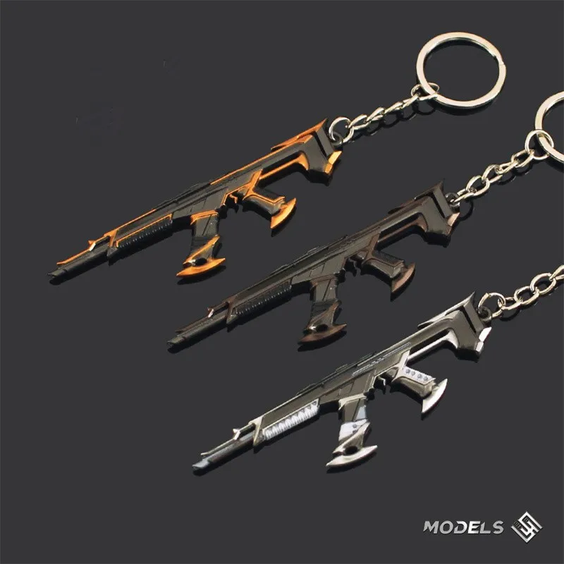 9cm Valorant Melee Reaver Weapon Model Keychain for Men Kuronami Collection Vandal Metal Enamel Key Ring Fans Car Bag Jewelry