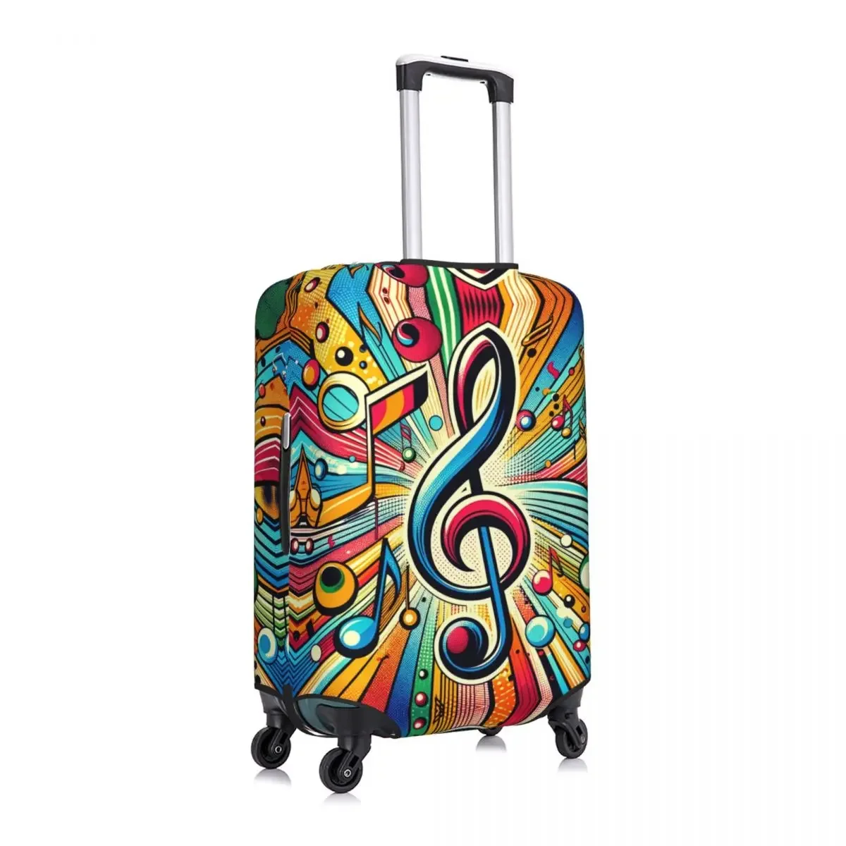 Cute Colorful Music Musical Note Luggage Cover Protector Elastic Travel Suitcase Covers