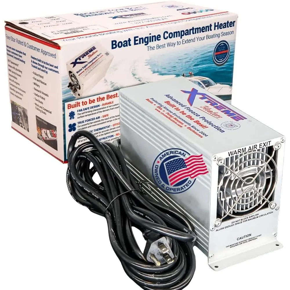 

Нагреватель для лодочного двигателя Compair | Морской сертифицированный обогреватель 800 Вт для использования или зимнего хранения, под автодомом, для защиты от замерзания, для прудовой установки, для сауны, для использования в помещении.