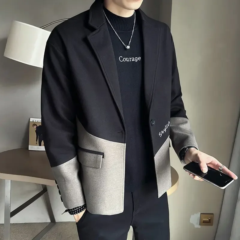 Oversize Man Coat Short Aesthetic Stylish Original Brands Trendy Wool & Blends Jacket for Men Fast Delvery Deals Vintage Y2k