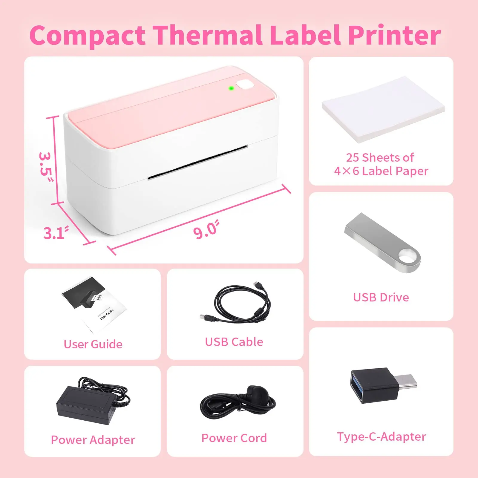 Thermal Label Printer 4x6 inch Universal Shipping Address Paper for Rollo, MUNBYN, Zebra, Fargo Printer 3.5x1.125 inch Labels