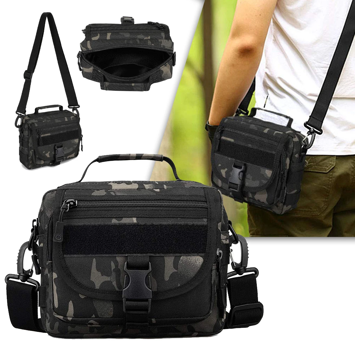 

Tactical Shoulder Bag Waterproof Crossbody Bag with Removable Shoulder Strap Briefcase Handbag Suitable for Daily Outdoor Use