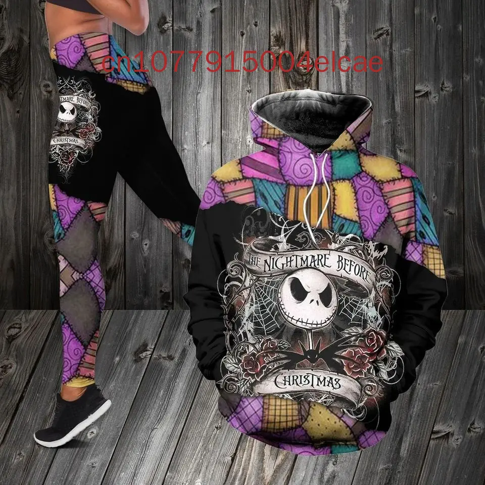 Jack Skellington Nightmare Before Christmas Combo Hoodie And Legging Set Disney Hoodie Yoga Pants Sweatpants Fashion Sports Suit