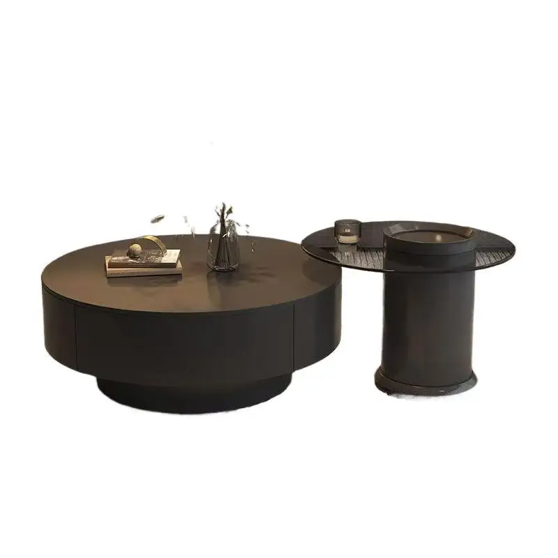 

Italian style, light luxury, rock slab, coffee table, minimalist, storage, living room, round, household, combination